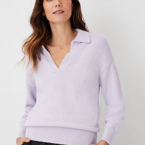 NWT Ann  Taylor Collared V-Neck Sweater in Tan Color